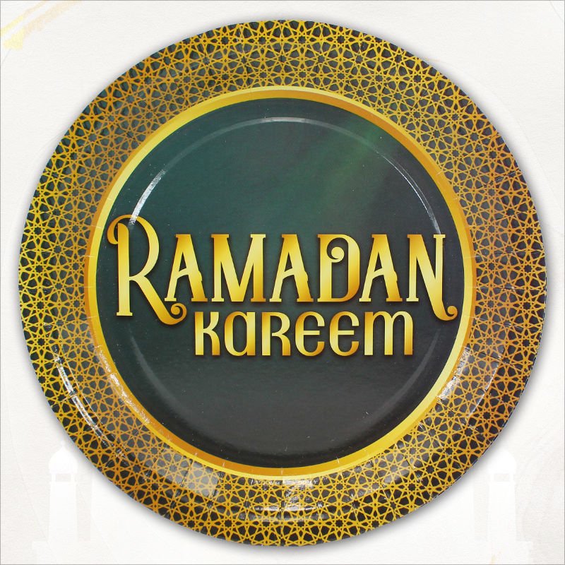 Ramadan Kareem 22 cm Karton Tabak - 8 Adet