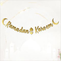 Ramadan Kareem Metalik Altın Banner - 2,1 mt