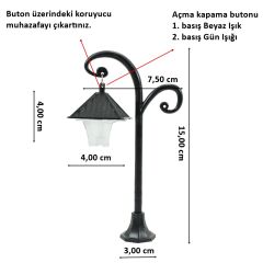 2 Renk Işıklı Pilli Led,Teraryum Obje Sokak Lambası - 15cm