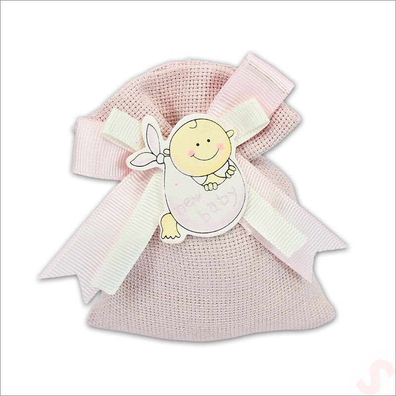 Lavantalı Keten Kese 11cm x 10cm - Pembe, 1 Adet