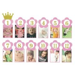 1-12 Ay Simli Foto Banner, 3,00 mt, Pembe