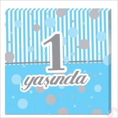 1 Yaşında Peçete 33cm x 33cm, 20 Adet - Mavi