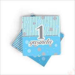 1 Yaşında Peçete 33cm x 33cm, 20 Adet - Mavi