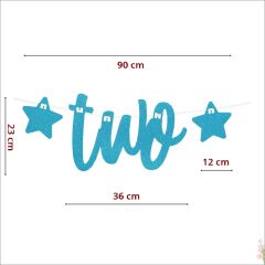 2 Yaş Yıldızlı Two Yazı, 90 cm - Mavi