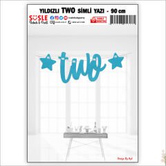 2 Yaş Yıldızlı Two Yazı, 90 cm - Mavi