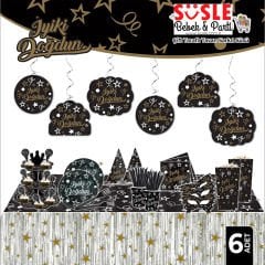 İyiki Doğdun Siyah & Altın, 6'lı Tavan SüSü - 70 cm