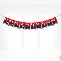 Bayraklı Atatürk Flama Seti, 17cm x 11cm - 10'lu