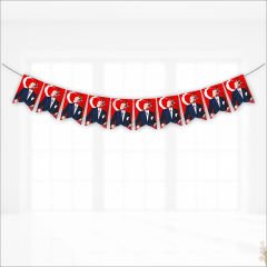 Bayraklı Atatürk Flama Seti, 17cm x 11cm - 10'lu