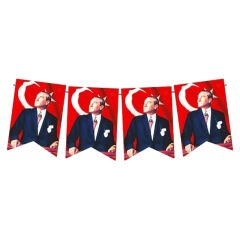 Bayraklı Atatürk Flama Seti, 17cm x 11cm - 10'lu