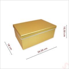 Dikdörtgen Kutu Küçük Boy, 26,5 x 18 x 10,5 cm - Metalik Altın