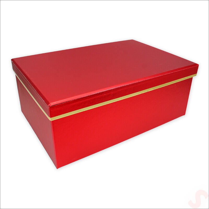 Dikdörtgen Kutu Büyük Boy, 30,5 x 22 x 12,5 cm - Metalik Kırmızı