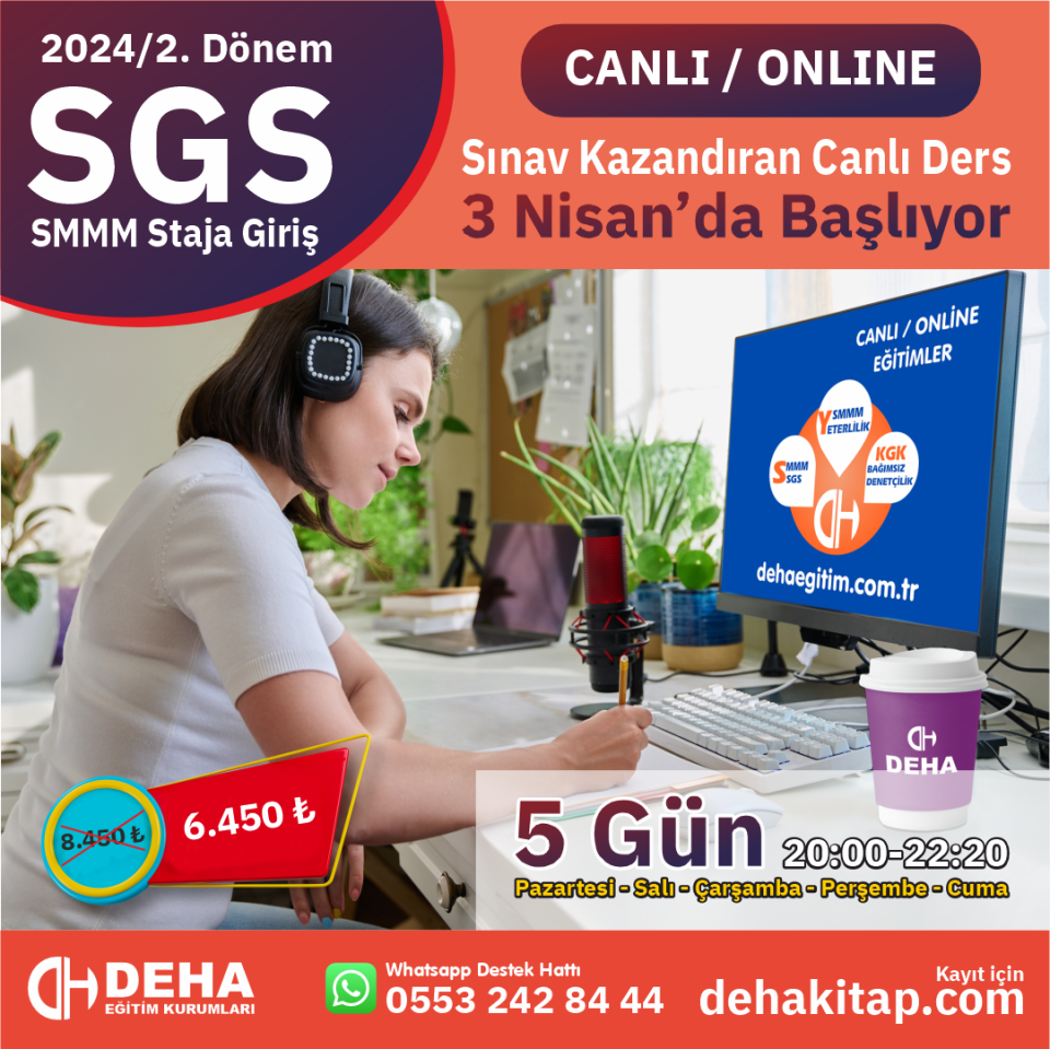 2024/2. Dönem SMMM Staja Giriş Sınavına Hazırlık Canlı Dersler & Online Uzaktan Eğitim