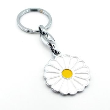 Beyaz Papatya Bahar Çiçek Daisy Metal Anahtarlık KC089