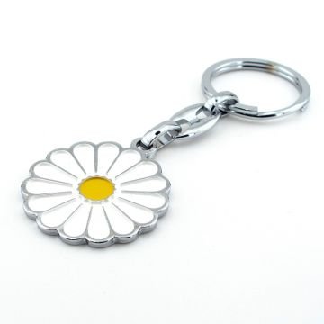 Beyaz Papatya Bahar Çiçek Daisy Metal Anahtarlık KC089