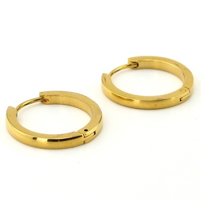 BÜYÜK BOY 20mm İNCE HALKA SARI ÇELİK ERKEK KÜPE E828