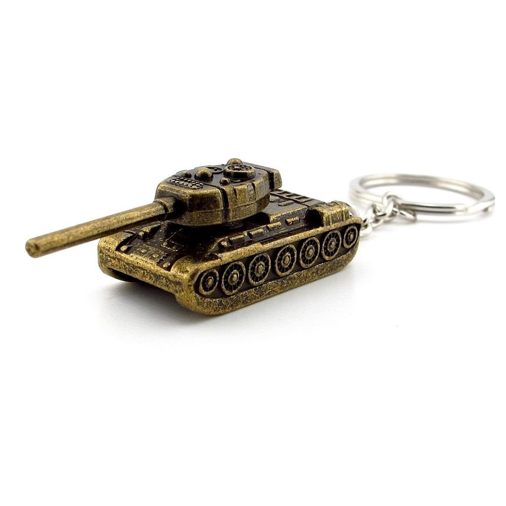 Savaş Tankı Zırhlı Araç Figür Ağır Antik Sarı Renkli Metal Anahtarlık KC143