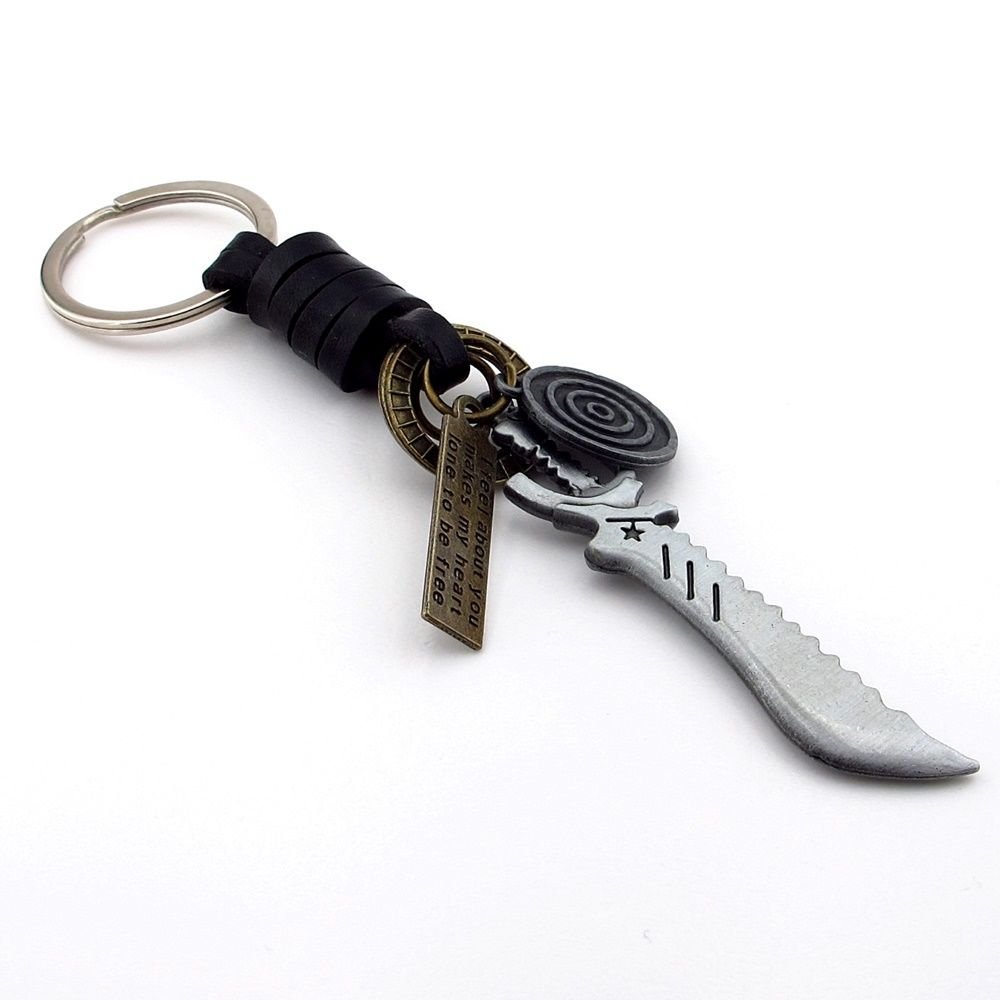 Pala Survivor Bıçak Av Bıçağı Şeklinde Gerçek Deri Metal Anahtarlık KC166