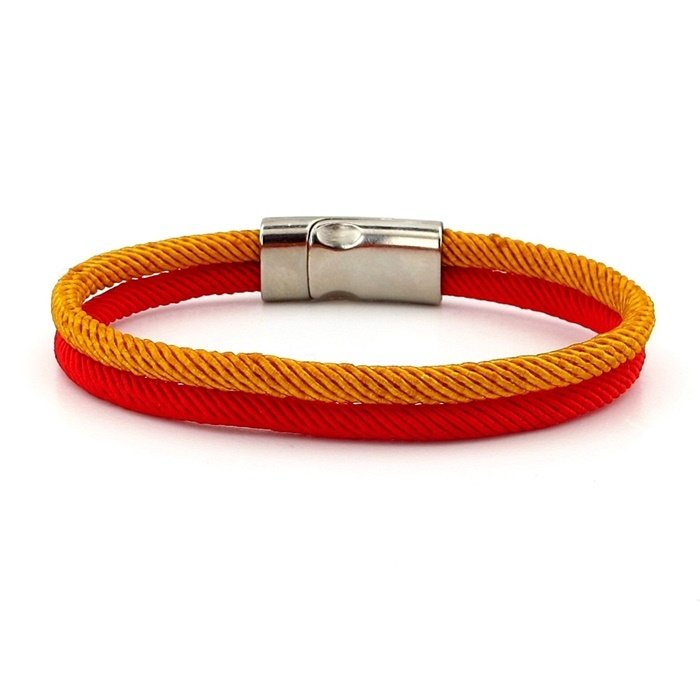 SARI KIRMIZI İKİ SIRALI METAL MIKNATIS ERKEK BİLEKLİK M014W