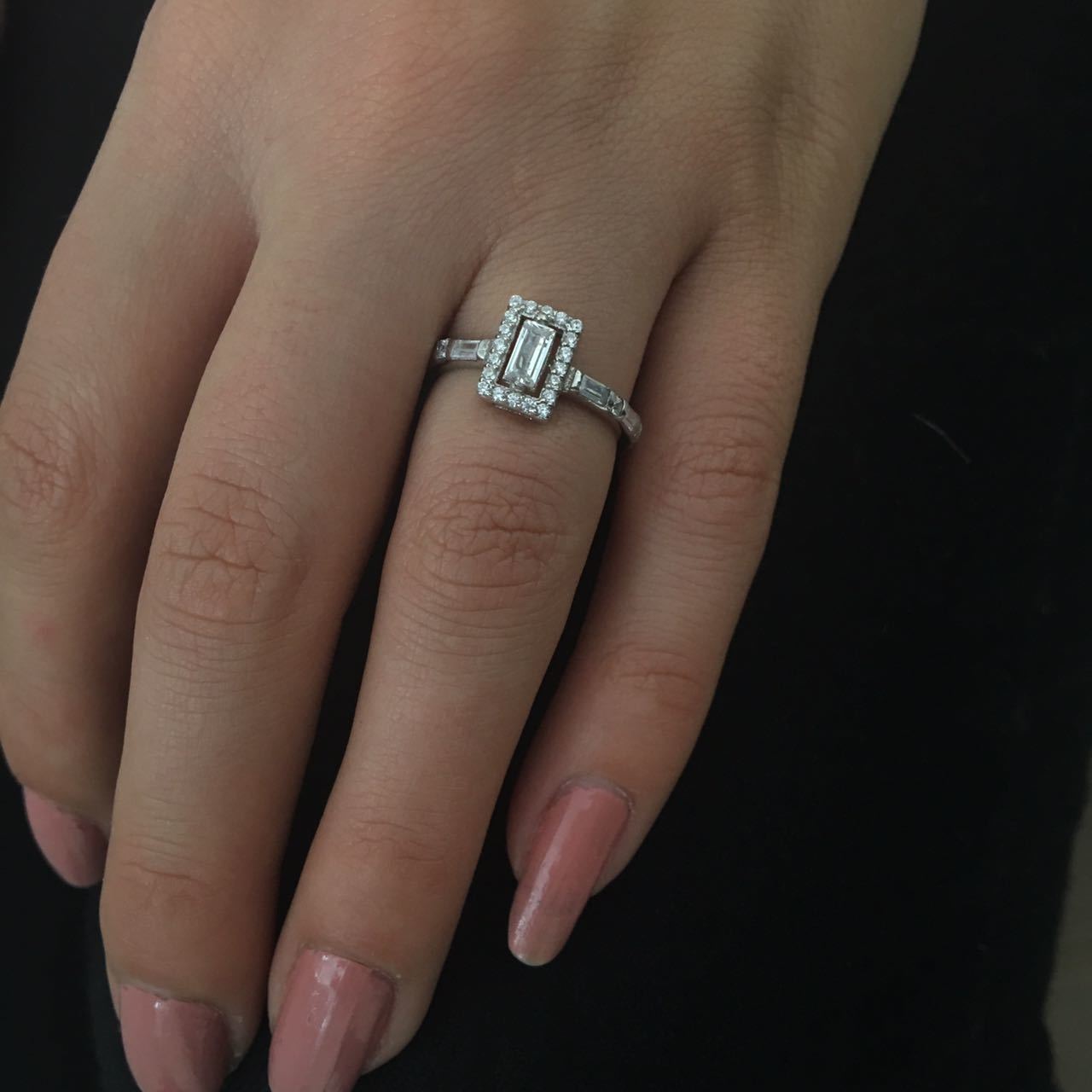 Beelo Silver 925K Gümüş Kare Baget Yüzük