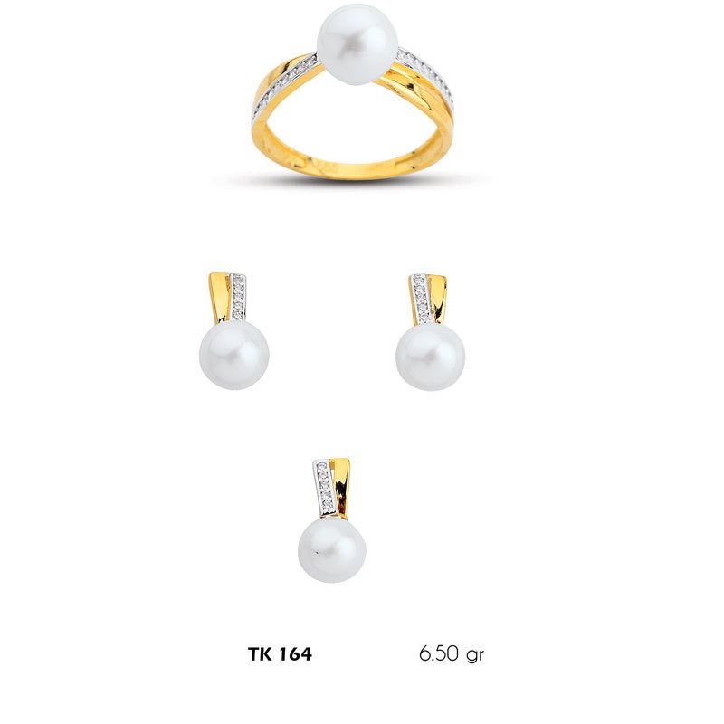 Beelo Gold 14K Altın Üçlü İnci Set BGTKH164