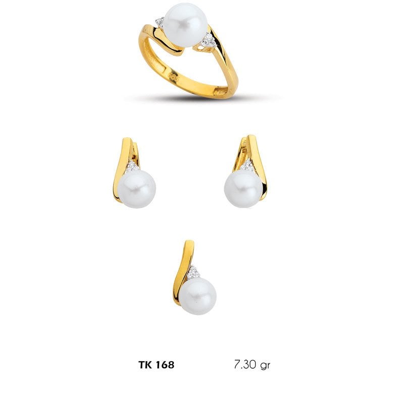 Beelo Gold 14K Altın Üçlü İnci Set BGTKH168