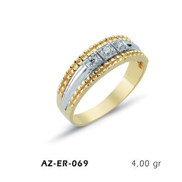 Beelo Gold 14K Altın Erkek Yüzük BGAZER069