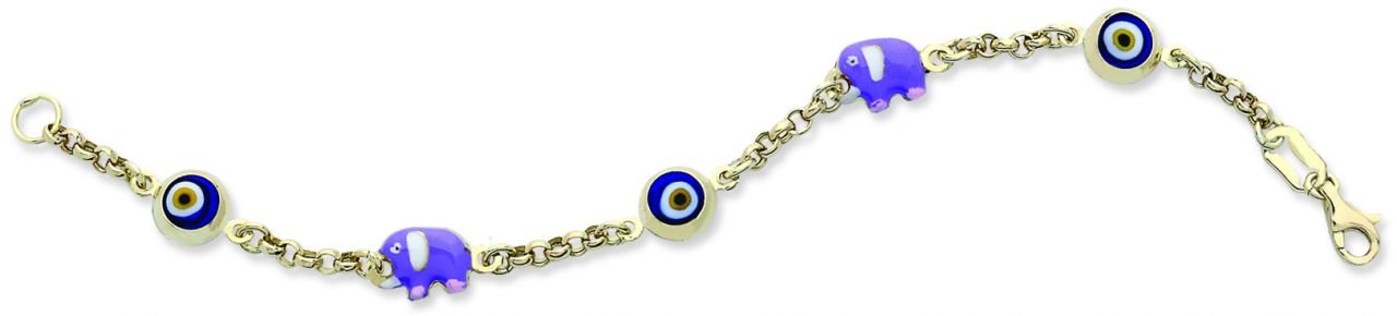 Beelo Gold 14K Altın Fil (Bereket) Çocuk Nazar Bileklik CML038