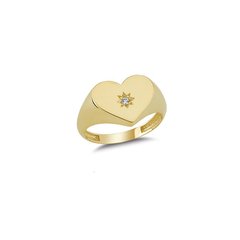 Beelo Gold 14K Altın Tasarım Kalp Yüzük