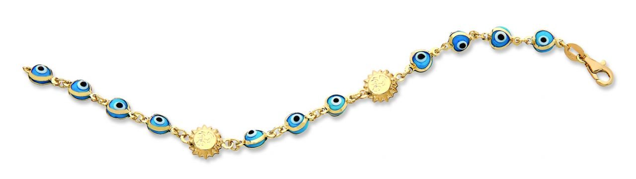 Beelo Gold 14K Altın Güneş Çocuk Nazar Bileklik CMK030