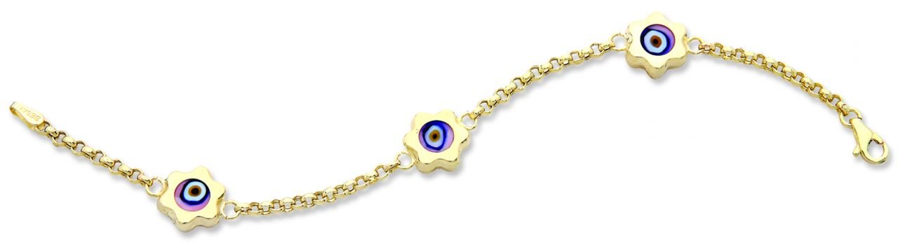 Beelo Gold 14K Altın Papatya Çocuk Nazar Bileklik CSR012