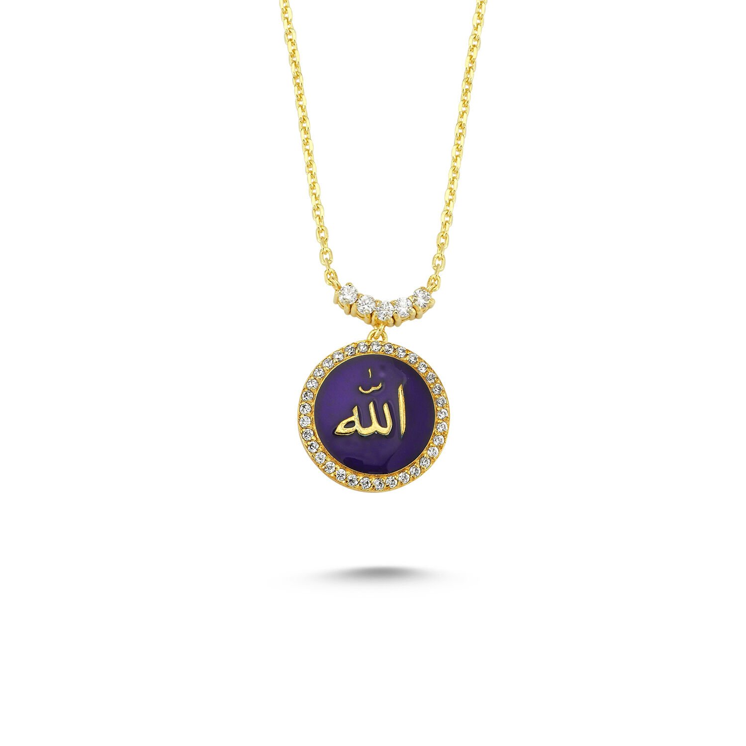 Beelo Gold 14K Altın Allah Yazılı Mineli Kolye