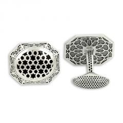 Beelo Silver 925K Gümüş Osmanlı Mineli Tasarım Kol Düğmesi