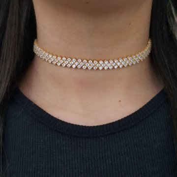 925K Gümüş Abiye  Choker Kolye