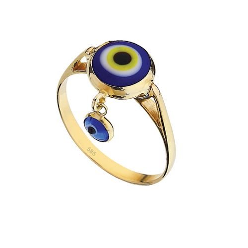 Beelo Gold 14K Altın Nazar Göz Yüzük YG015