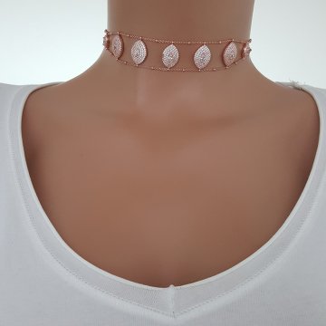 925K Gümüş Göz Taşlı Choker Kolye