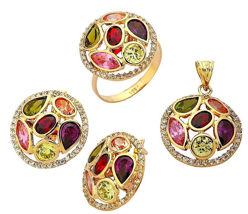 Beelo Gold 14K Altın Renkli Taşlı Set BGTBLG012