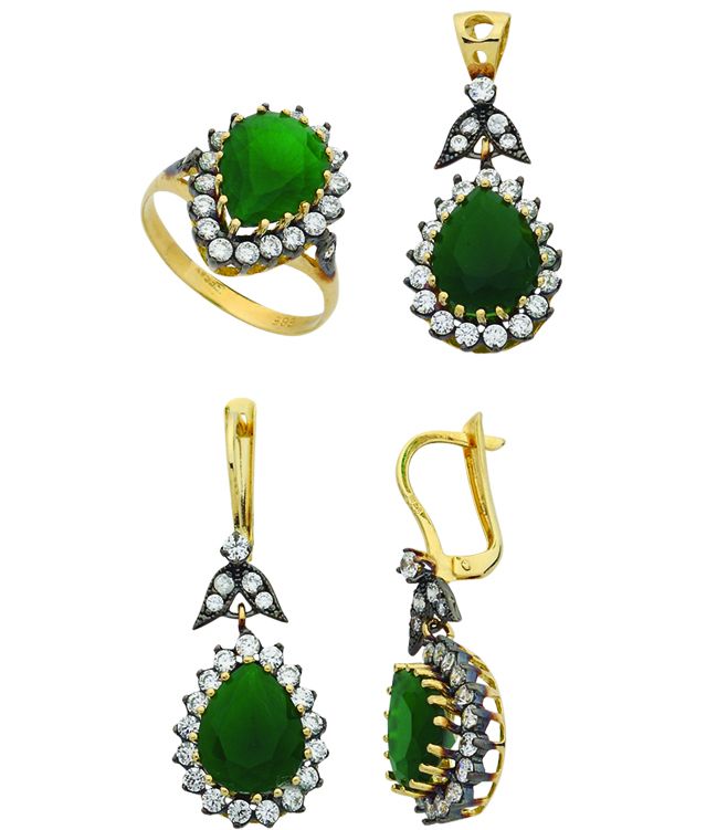 Beelo Gold 14K Altın Renkli Taşlı Hürrem Set BGTTR065