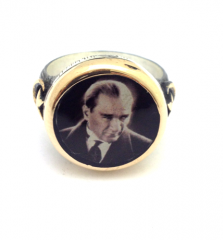 Atatürk portreli gümüş yüzük