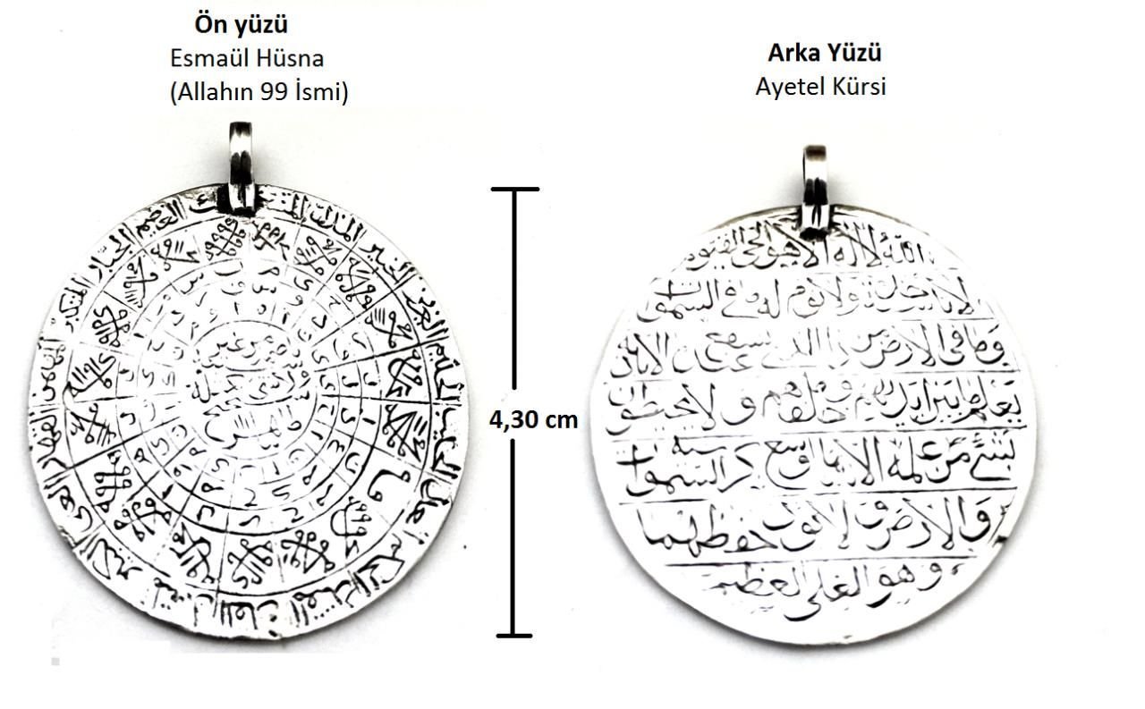 925 ayar Gümüş Esmaül Hüsna ve Ayetel Kürsi Ucu