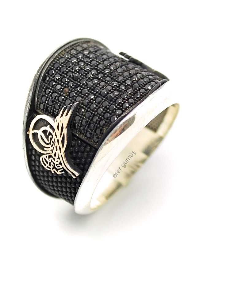 siyah onix taşlı gümüş erkek yüzüğü tk604