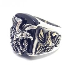 Gümüş kartallı erkek yüzüğü el02536
