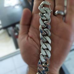 Gümüş kalın 2 cm genişlik gurmet el işi zincir bileklik