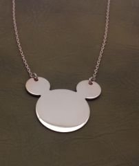 Gümüş Mickey Mouse rose kolye