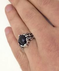 Gümüş onix taşlı erkek yüzüğü elt11