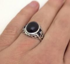 Gümüş onix taşlı erkek yüzüğü elt12