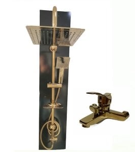 Çift Başlıklı Altın Kule Duş Takımı (Banyo Bataryası Dahil)