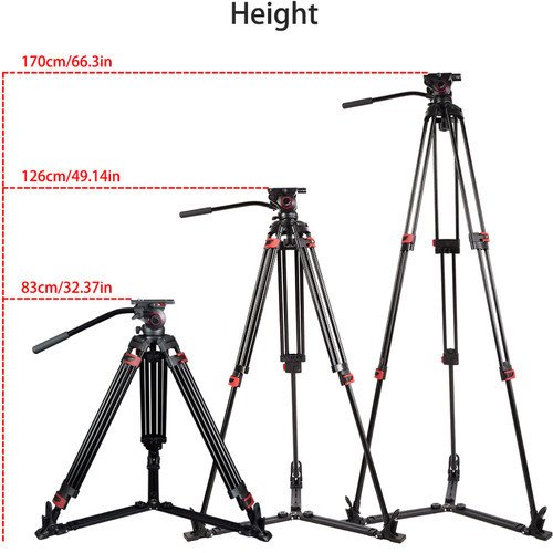 Miliboo MTT609A Hidrolik Kafalı Profesyonel Alüminyum Video Tripod