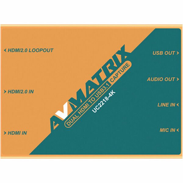 AVMatrix UC2218-4K Dual HDMI to USB-C 3.1 Video Capture Device