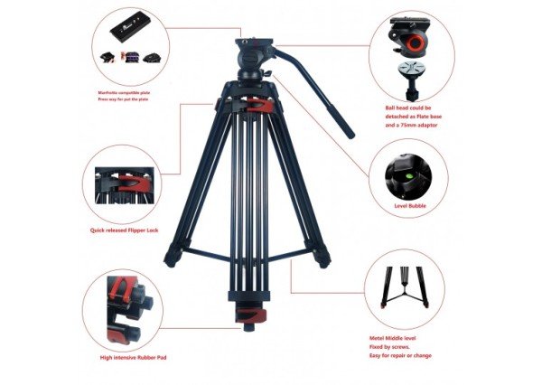 Milica MLK-901B 195cm Çantalı Profesyonel Video Tripod