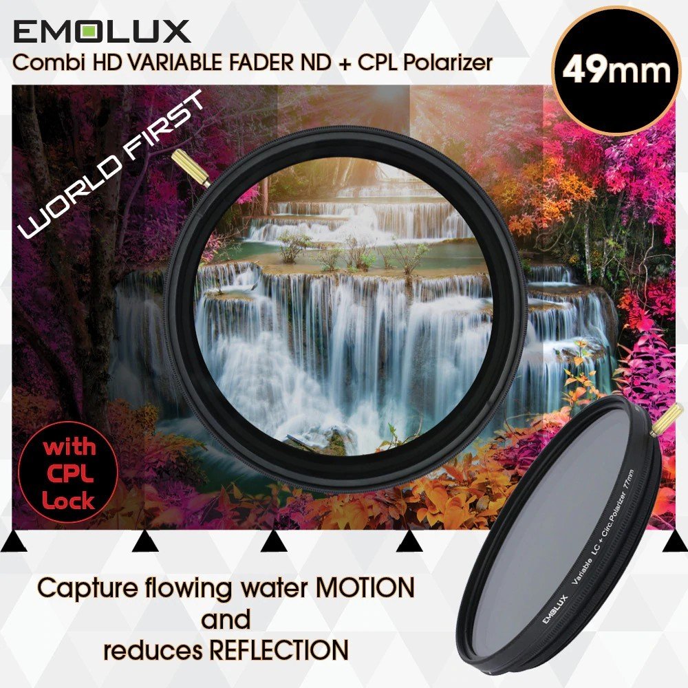 Emolux 49mm 2 in 1 Variable ND 2-400 + Circular Polarize Filtre